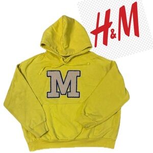 H&M Bright Yellow Hoodie with Bold 'M' Logo